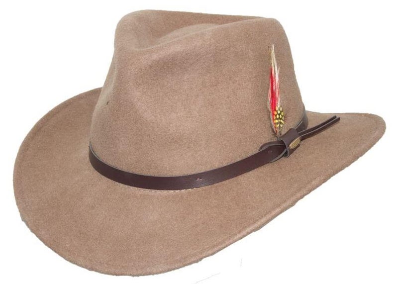 Scala Classico Men's Crushable Felt Outback Hat (Tan, Medium) - Image 1